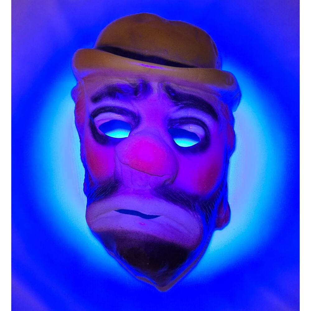 Vintage Ben Cooper Clown Hobo Black Light Reactive 1960s Halloween Mask